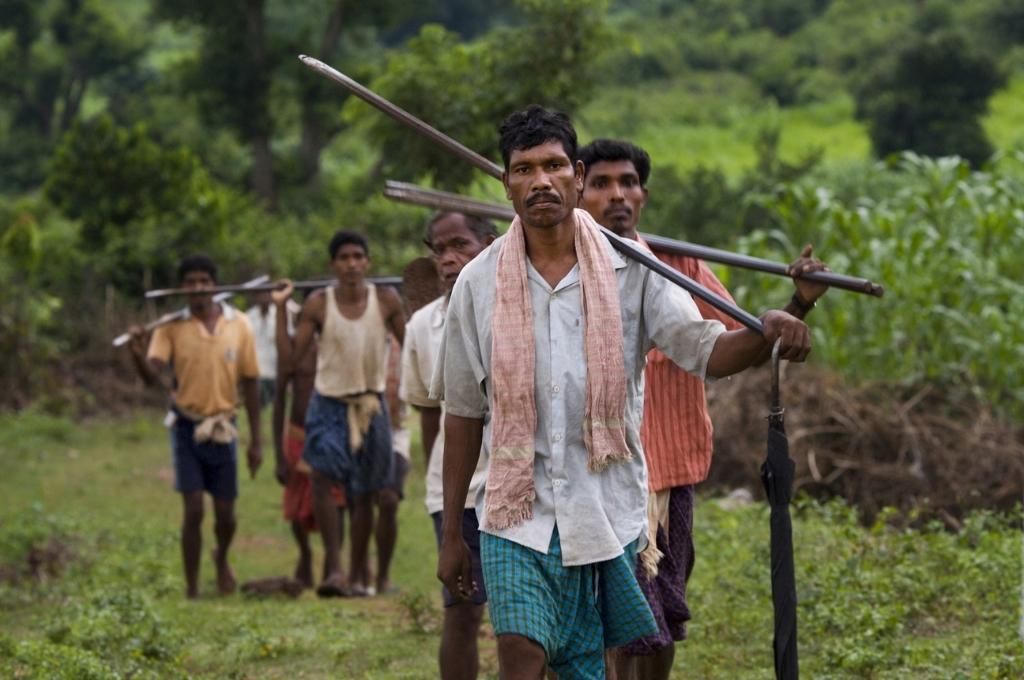 A group of laborers returning from the fields-migrant workers