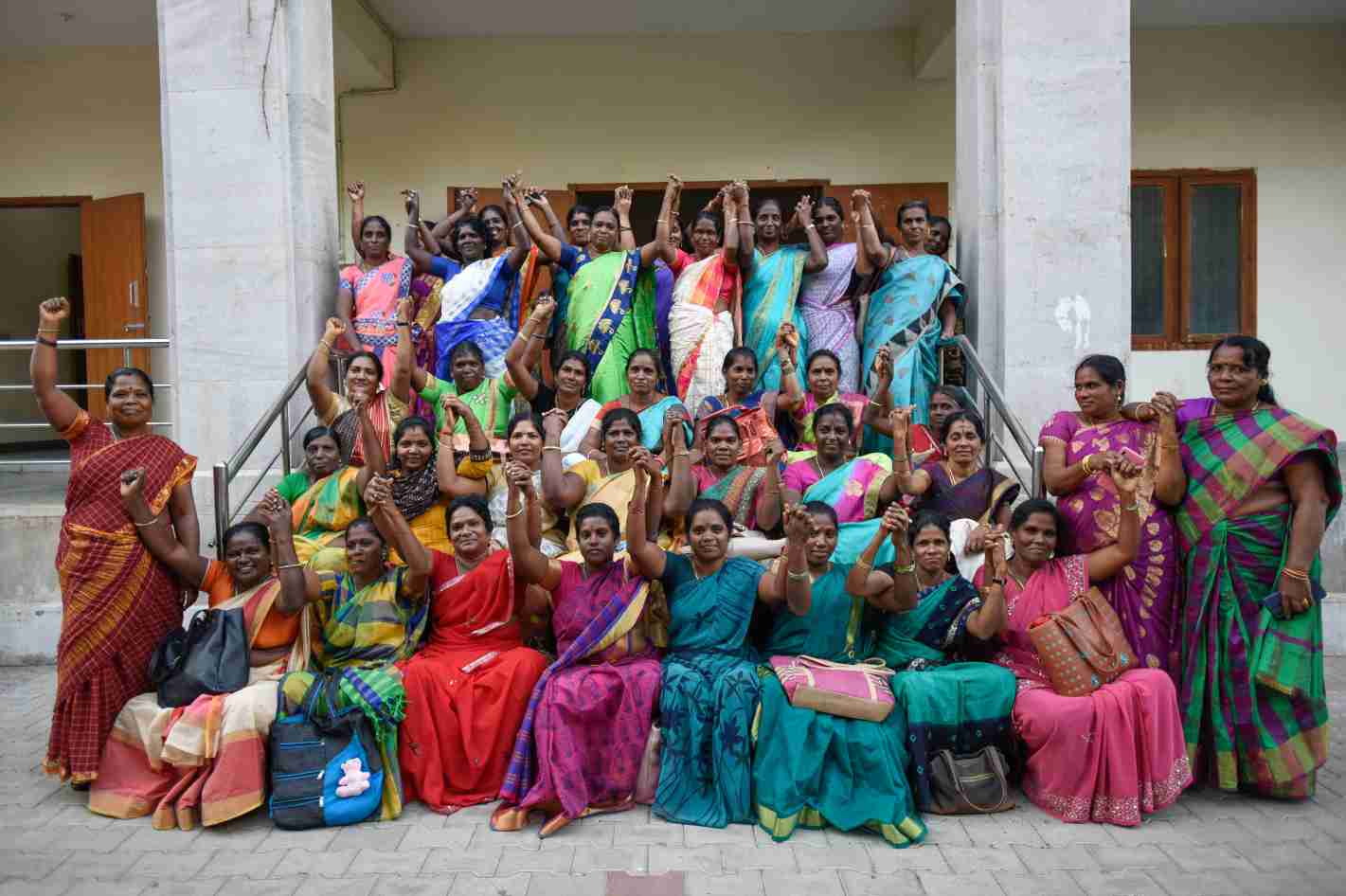 Anganwadi workers convey their unity among themselves and for their fight for rights-resilient movements